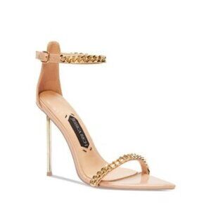 Jessica Rich Monaco Ankle Strap Stiletto Heel Sandals in Nude Gold